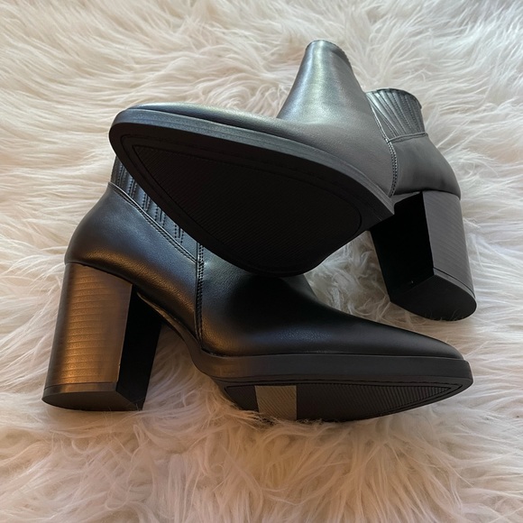 Black Faux Leather Ankle Booties - Picture 7 of 16